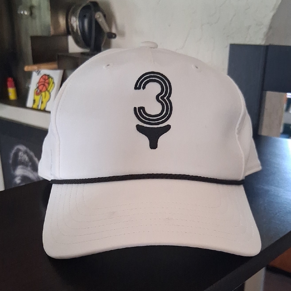 White Cap with Black Number 3 Design